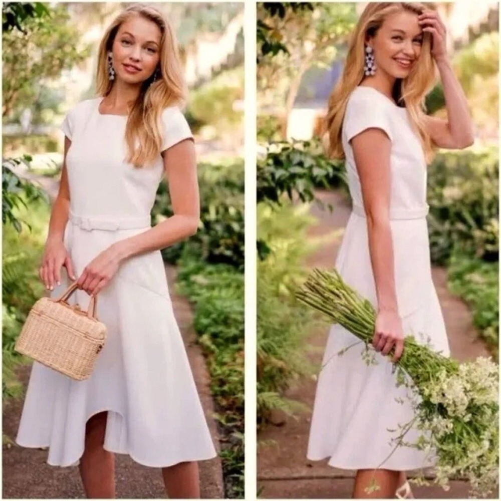 Gal Meets Glam Cecilia Dress NWT Cream Midi Cap Sleeve Bridal Graduation Sz 2